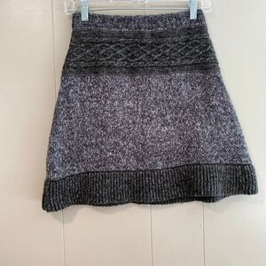 prAna Wool Blend Knit Sweater Skirt | Gray Cable Knit Winter Skirt XS